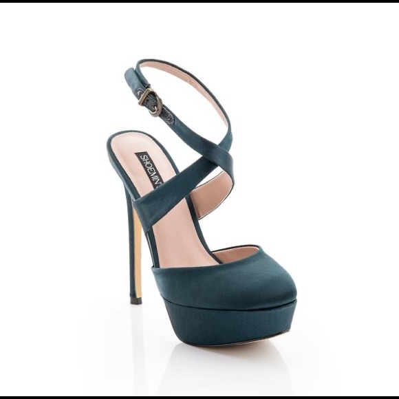 Shoemint Satin fabric Emerald Green Heels 6.5 - Picture 6 of 9